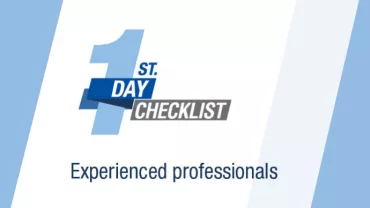 First Day Checklist logo with blue background